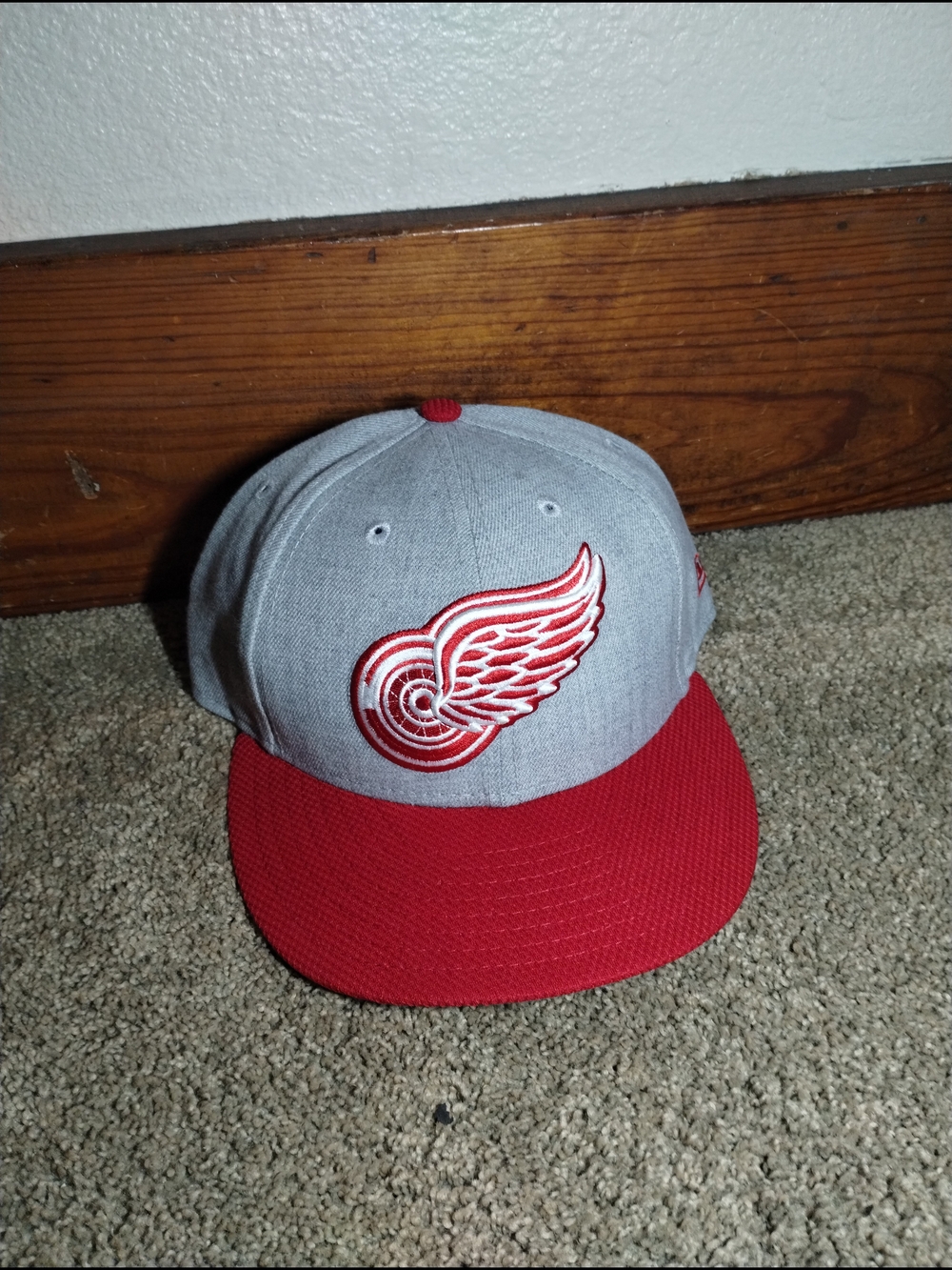 Detroit Red Wings New Era Gray & Black 59FIFTY Fitted Hat Sz 7 5/8